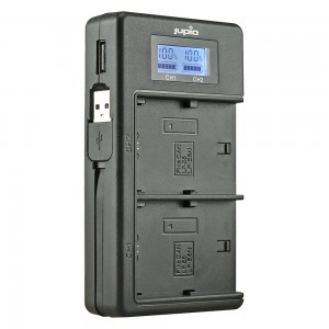 JUPIo Chargeur USB Duo pour Sony NP-FM50, NP-F550/F750/F970