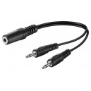 Adaptateur de câble audio en Y 3,5 mm, 1x stéréo femelle vers 2x mono mâle