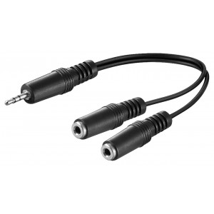 Adaptateur de câble audio en Y 3,5 mm, 1x mâle 2x femelle mono