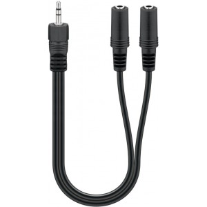 Adaptateur de câble audio en Y 3,5 mm, 1x mâle vers 2x femelles stéréo