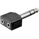 Adaptateur de Casque, Prise Jack AUX 1x 6,35 mm vers 2x 3,5 mm