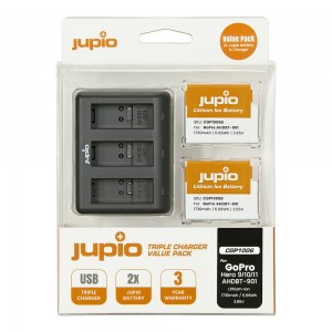JUPIO 2 x GoPro HERO 9/10/11 + chargeur triple