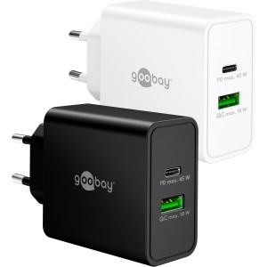 Goobay 45 W Chargeur Rapide Double USB-C PD GaN blanc