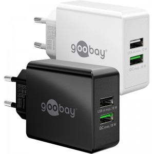 Goobay 28 W Chargeur Rapide Double USB-A QC noir
