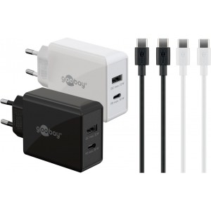 Goobay 30 W Kit Twin Power 2x Chargeurs USB-C , 2x C&acirc;bles USB-C