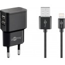 Goobay 12 W Charge Kit Double Apple Lightning noir