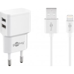 Goobay 12 W Charge Kit Double Apple Lightning blanc