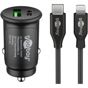 Goobay 27 W Dual USB Kit de Chargeur Rapide pour Voiture Lightning