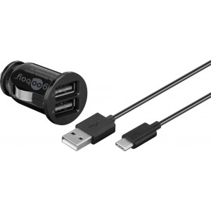 Goobay 12 W Dual USB Kit de Chargeur pour Voiture USB-C, USB-A